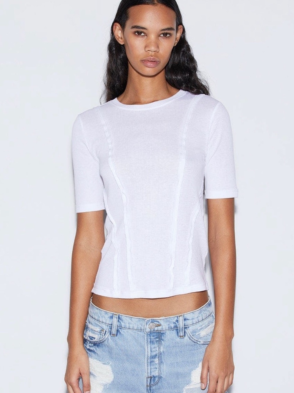 Frame White Reverse Seam T- Shirt